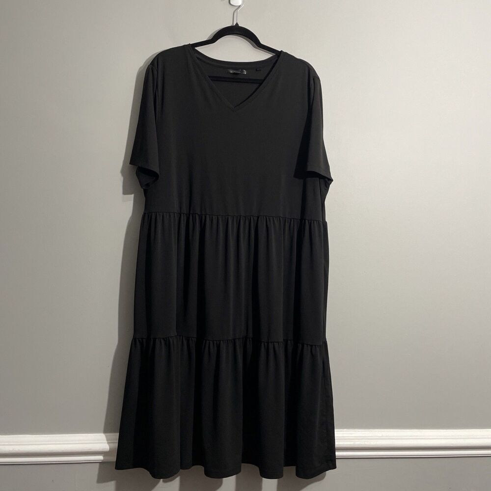 Esmara Black Tiered Dress Women's Size 16/18 Short Sleeve Loose Fit Casual